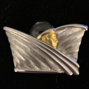 Art Deco Brooch Pin Unsigned Vintage Mixed‎ Metal